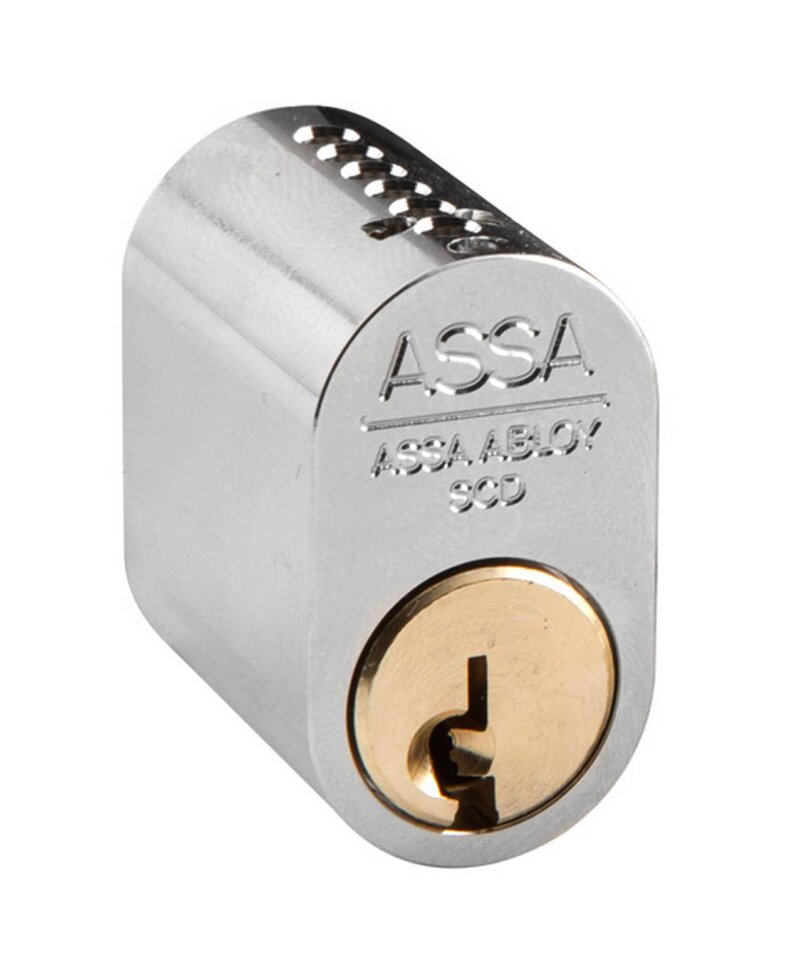 CYLINDER 1201 ASSA 2 LIKA LÅSN MED 5 NYCKLAR POLERAD MÄSSING
