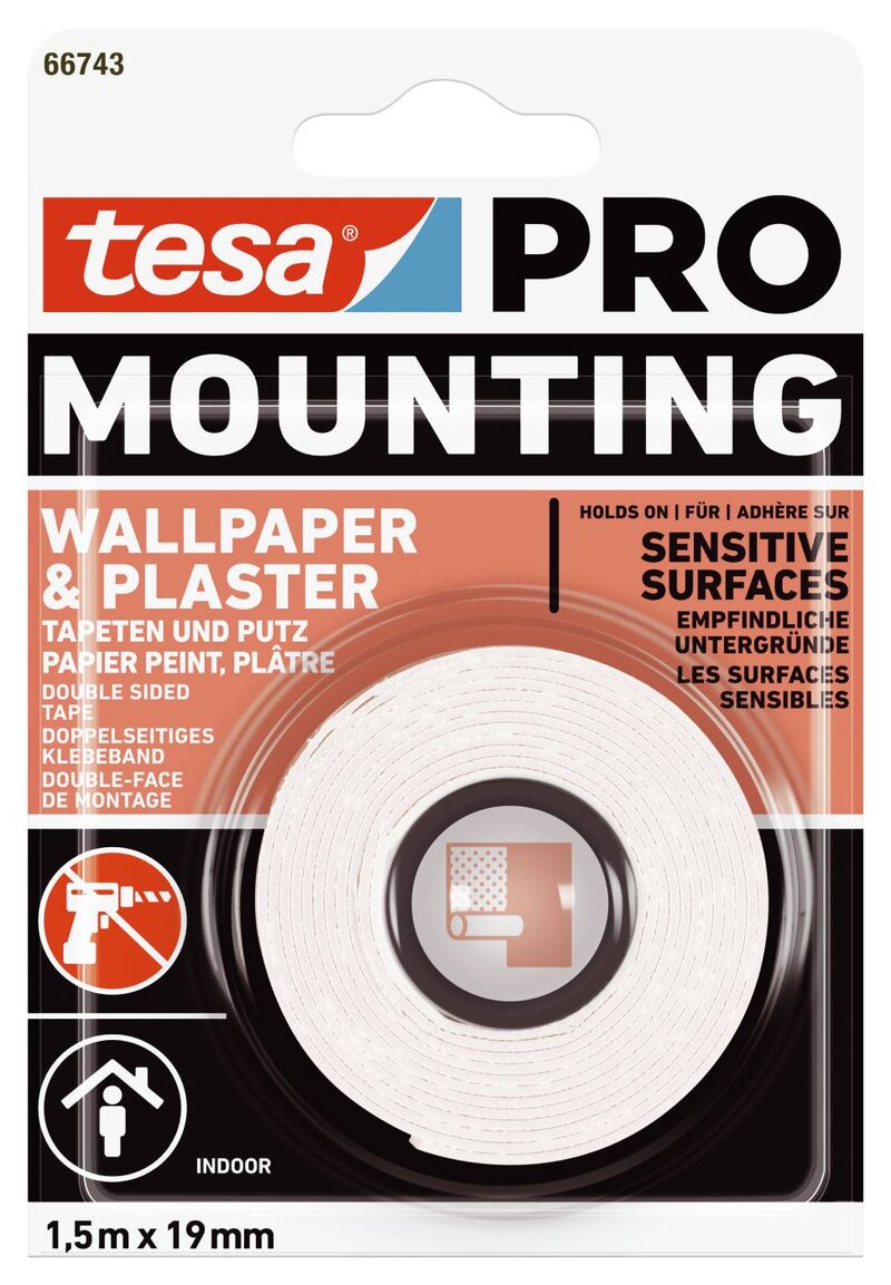 MONTERINGSTEJP 66743 TESA PRO WALLPAPPER 19MMX1,5M