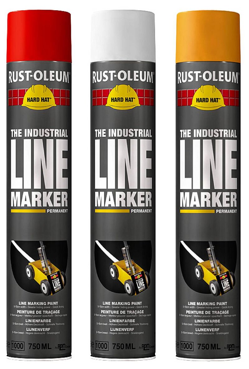 LINJEMARKERINGSFÄRG HARD HAT RUST-OLEUM VIT RAL 9010 750ML